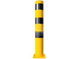 Stootpaal rond 152 x 1000 mm geel zwart voetplaat RAL1003