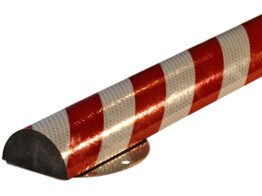 Wandbeschermer 70 x 1000 mm rond RVS rood wit