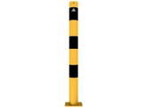Stootpaal rond 76 x 900 mm geel zwart voetplaat