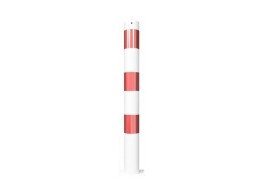 Stootpaal rond 89 x 900 mm wit rood voetplaat