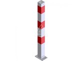 Paal vierkant 70 x 900 mm wit rood voetplaat