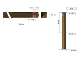 Diamantkoppaal zwart 1400 mm r/w bandjes