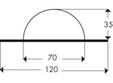 Wandbeschermer 70 x 1000 mm rond RVS rood wit