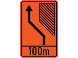 F uitwijken 100 m L SB250 600 x 900 mm fluo oranje klasse 3