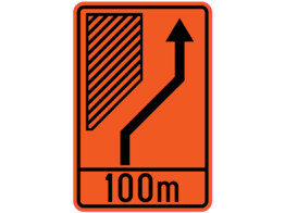 F uitwijken 100 m R SB250 600 x 900 mm fluo oranje klasse 3