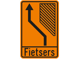 F fietsers uitwijken T3 fluo 400 x 600 mm fluo oranje