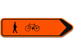F41 fiets voetg verkeersbord SB250 850 x 200 mm fluo oranje klasse 3