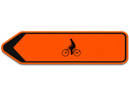 F41 fietser verkeersbord SB250 850 x 200 mm fluo oranje klasse 3 naar links