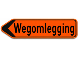 F41 wegomleg. NL verkeersbord SB250 850 x 200 mm fluo oranje klasse 3 naar links