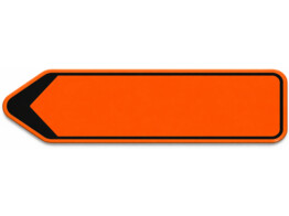 Pijlbord blanco verkeersbord SB250 850 x 200 mm fluo oranje klasse 3 naar links