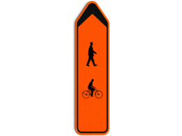 F41 fiets voetg verkeersbord SB250 850 x 200 mm fluo oranje klasse 3 naar boven