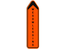 F41 wegomleg. NL verkeersbord SB250 850 x 200 mm fluo oranje klasse 3 naar boven