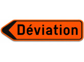 F41 deviation FR verkeersbord SB250 850 x 200 mm fluo oranje klasse 3 naar links