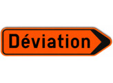 F41 deviation FR verkeersbord SB250 850 x 200 mm fluo oranje klasse 3 naar recht